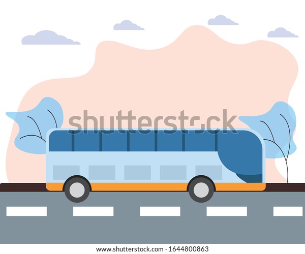 Bus vehicle\
traveling route vector\
design