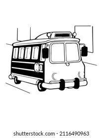 Bus vehicle type vector icon for coloring white background