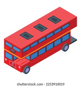 Bus view icon isometric vector. Red old tour. Uk city