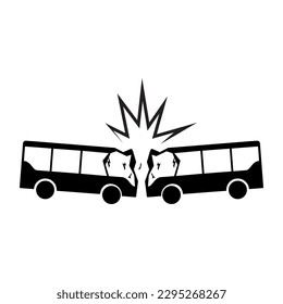 Bus vs bus crash icon and symbol. Vector illustration of road safety incident and accident.