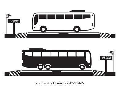 Autobús a escala de puente de pesas – Ilustración vectorial