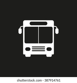 Bus  white icon on a black background. Vector illustration.