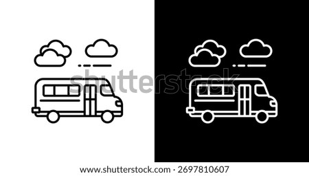 Bus White Icon Set Design