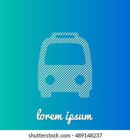 Bus White stroke fill with blue and green gradient background Icon / Logo Design