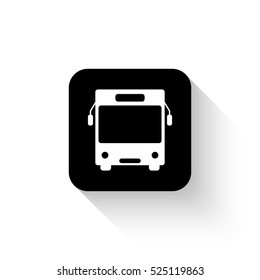 Bus - white vector  icon with shadow