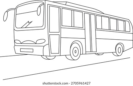 Bus with windows line art vector