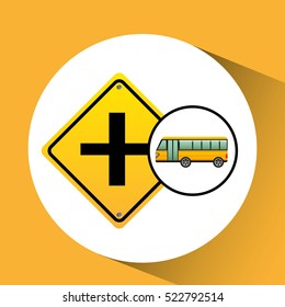 bus yellow with crossroad vector illustration eps 10