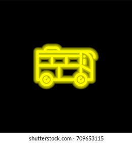 Bus yellow glowing neon ui ux icon. Glowing sign logo vector