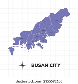 Busan city map illustration. Map of cities in South Korea