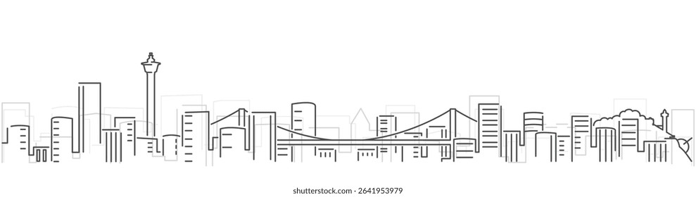 Busan Simple Dark Lines Skyline on White Background