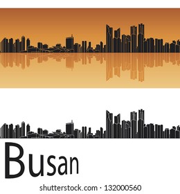 Busan skyline in orange background in editable vector file