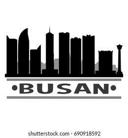 Busan Skyline Silhouette City Vector Design Art