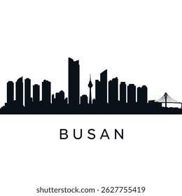 Busan Skyline com a Coreia do Sul, e Cityscape Silhouette.