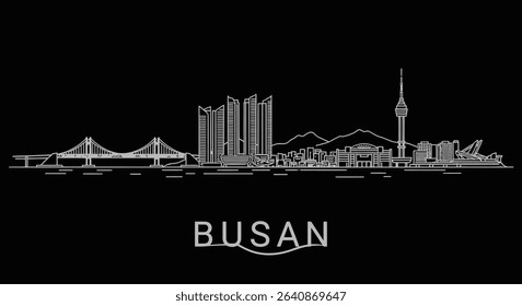 Busan Skyline South Korea with Cityscape, and Vector.
