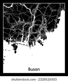 Busan South Korea Asia City map ilustraciones de vector blanco negro