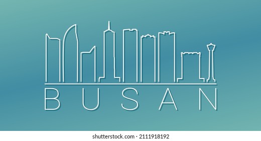 Busan, South Korea Skyline Linear Design. Flat City Illustration Minimal Clip Art. Background Gradient Travel Vector Icon.
