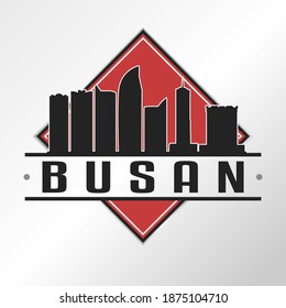 Busan, South Korea Skyline Logo. Adventure Landscape Design Vector City Illustration.
