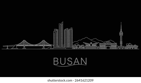 Busan with South Korea Skyline Minimalist City