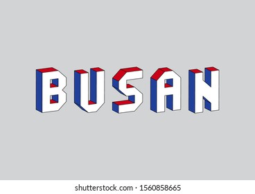 Busan text with 3d isometric effect.