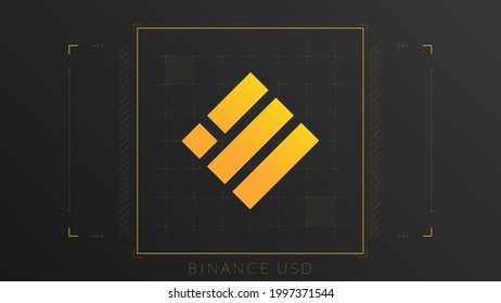 BUSD cryptocurrency colorful gradient logo. Dark background with thin line decoration. svg