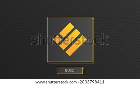 BUSD cryptocurrency colorful logo isolated on dark pattern background.