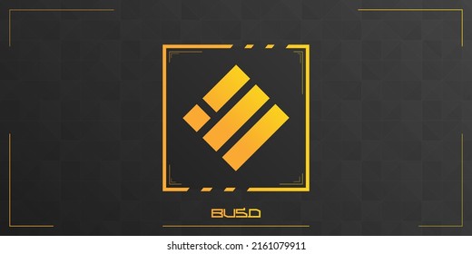 BUSD cryptocurrency colorful logo on dark background with triangles pattern decoration. Vector illustration. svg