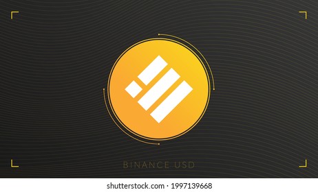 BUSD cryptocurrency logo on dark background with wavy thin lines. svg