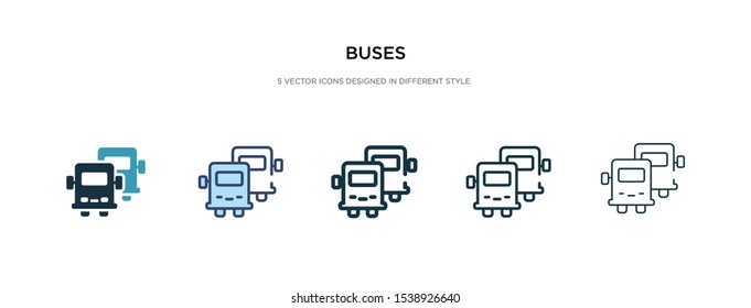 buses icon in different style vector illustration. two colored and black buses vector icons designed in filled, outline, line and stroke style can be used for web, mobile, ui
