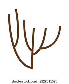 Bush with bare branches flat icon Typical winter weather Landscape