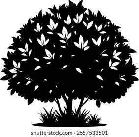 bush black and white silhouette vector design