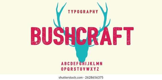 Bush craft modern alphabet,  digital font for dynamic tech logo, powerful headline, advanced typography. Vector typeset