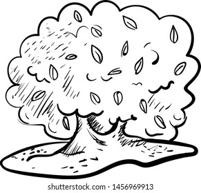 Bush drawing, illustration, vector on white background.