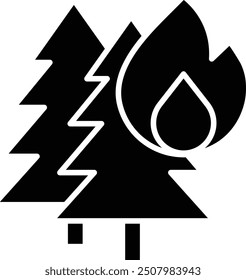 Bush fire solid glyph vector illustration