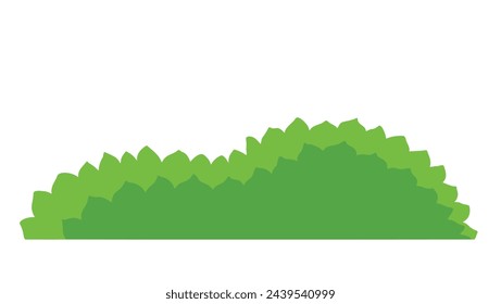 Bush flat illustration. Green summer landscape. Outdoor forest natural environment. Spring foliage element. Grass decoration isolated on white