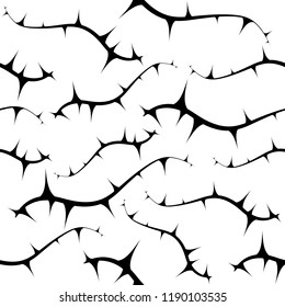 Bush. Floral Seamless Black and White Vector Background