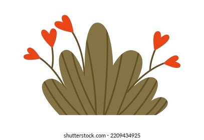 Bush with flowers flat illustration