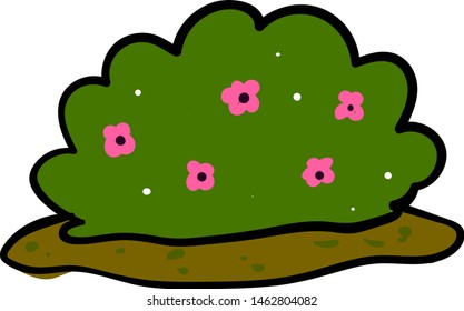 Bush with flowers, illustration, vector on white background.
