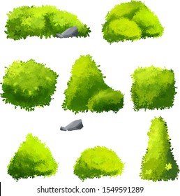 Bush Foliage Vector Illustration 002, for 2d asset 