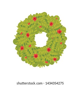 Bush in the form of a circle with a hole in the center. Vector illustration on white background.