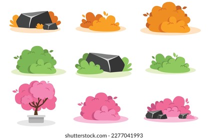 bush garden.Cartoon bush and shrub vector isolated on white background. grass leaf vector.