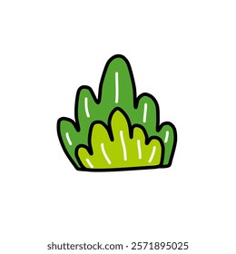 A bush and grass with green colour. Ornament and element for design template. Frame decoration plant illustration. Botanical and nature element shape