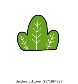 A bush with green colour. Ornament and element for design template. Frame decoration plant illustration. Botanical and nature element shape