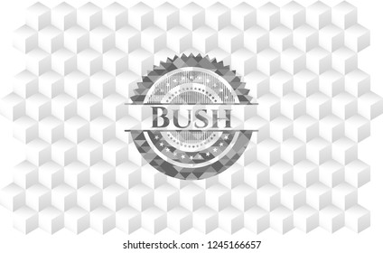 Bush grey emblem with geometric cube white background