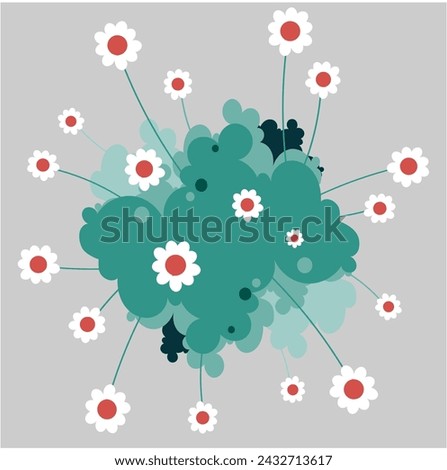 Bush with group of daisy flowers