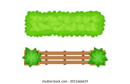 Bush Growth as Landscape Elements Above View Vector Set