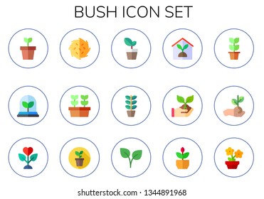 bush icon set. 15 flat bush icons.  Simple modern icons about  - plant, tumbleweed, plants, indoor plants