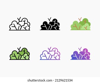 Bush icon set with line, outline, flat, filled, glyph, color, gradient. Editable stroke and pixel perfect. Can be used for digital product, presentation, print design and more.