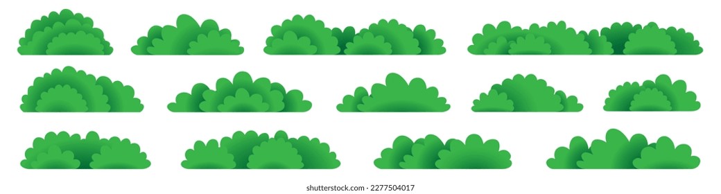 Bush icon set. Shrub bush set. Green tree.