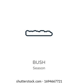 Bush icon. Thin linear bush outline icon isolated on white background from season collection. Line vector sign, symbol for web and mobile