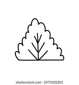 Bush aislado sobre un fondo blanco. Vector dibujado a mano ilustración en estilo doodle. Perfecto para tarjetas, decoraciones, logotipo, varios diseños.